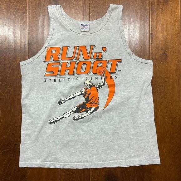 Volunteer Vintage Run N' Shoot Basketball Gym Atlanta Grey Orange Tank Top Large - Picture 3 of 7